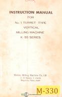 Makino-Makino K-55 Series, No. 1 Turret type Vertical Milling Instructions Manual-K-55-No. 1-01